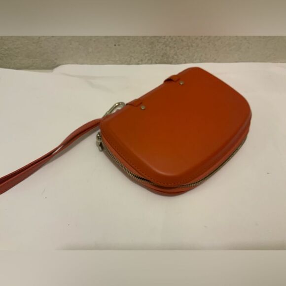 Perrin Handbags - New Perrin mini orange metallic leather clutch/wristlet NWOT
